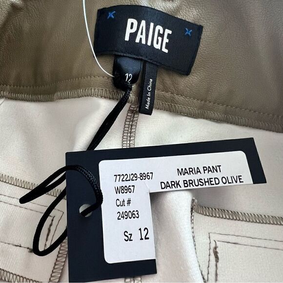 PAIGE Women's Maria Pant Vegan Leather Self Belt Exposed Button Fly - Picture 8 of 11